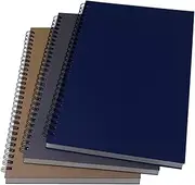 YUREE B5 Spiral Notebook/Spiral Journal Unruled, 100gsm Thick Blank Paper & Hard Kraft Cover, 65 Sheets (130 Pages), 3-Pack, 10.5" x 7.2", Brown/Blue/Gray