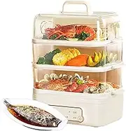 Electric Steamer for Cooking, 18l with 3-Tier Digital Steamers with 24h Booking, 4 Modes Fast Heating Vegetable Steamers Stainless Steel Base 1200w Electric Steamer for Fast Simultaneous Cooking