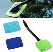 Windshield Cleaning Tool, Car Window Cleaner with 3 Washable Reusable Microfiber Pads, Auto Interior Exterior Glass Wiper Cleaning Kit Universal for Office and Home