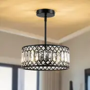 2-Light Crystal Ceiling Light Fixture Modern Semi Flush Mount Ceiling Light B...