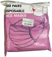 Wecolor 100 Pcs Disposable 3 Ply Earloop Face Masks, Pink