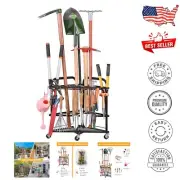 Rolling Garden Tool Organizer with 31 Slots & Storage Hooks – Durable Steel Rack