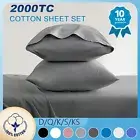 Egyptian Cotton Solid Fitted Sheets Pillowcase Single Double King Queen Size