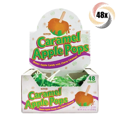 Full Box 48x Pops Tootsie Green Apple Chewy Caramel Candy Pops | .62oz |