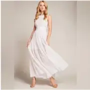 NWT Elie Tahari Sage Maxi Dress in White 100% Cotton Lined Size 12