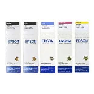 【跨店享22%點數回饋+滿萬加碼抽獎】EPSON T6641*2/ T6642/T6643/T6644原廠墨水(5瓶一組) 2黑+3彩 L355/L120/L121/L455/L365/L555/L350/L360/L1300/L565/L220/L550/L300/L310/L380/L385/L605/L1455