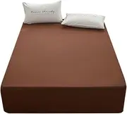 Bedding 1piece Queen Fitted Sheet Only-Queen Size Deep Pocket Bottom Fitted Sheet-Fits 15inches Bed Matress Sheet-Soft and Microfiber-Easy Care-Brown