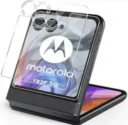 2+2 Pack for Motorola Razr 50/50 Ultra Tempered Glass Front Screen Protector and Camera Lens Protector,HD Clear 9H Hardness Film Bubble Free