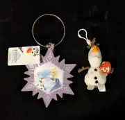 Frozen II Olaf Ty Beanie Babies Clip Ons & Olaf's Frozen Adventure Door Hanger