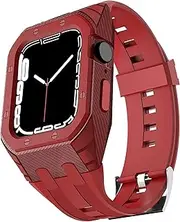 [CZKE] Carbon Fiber Case and Rubber Watch Strap，For Apple Watch Band 8 7 45mm Silicone Band and PC Cover，for Iwatch Series 6 SE 5 4 44MM 42MM Watch Accessories