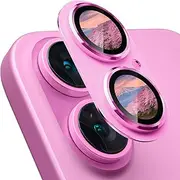 for iPhone 16 /iPhone 16 Plus Camera Lens Protector, [AR+AF 98% Transmittance] [Full Coverage] Ultra-HD Tempered Glass Cover, Metal Lens Screen Protective,Pink