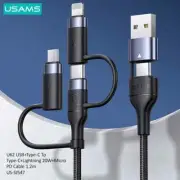USAMS Data Cable USB Type-C To iPhone Micro Charger 5 in 1 Multi Fast Charging