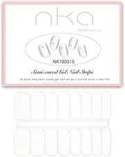 NKA Semi Cured Gel Nail Polish Strips - 16 Extra Long Double Ended Nail Wraps Stickers - UV Lamp Curing Nail Strip - Arctic White