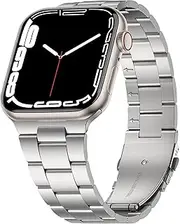 [WJK] No Tool Needed Stainless Steel Metal Band Compatible with Apple Watch 42mm 44mm 45mm 46mm 49mm Men Business Solid Strap for Apple Watch Series 10 9 8 7 6 5 4 3 2 1 SE Ultra/Ultra 2, Multi Colors