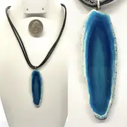 NWT $26 Vtg Chicos Blue Agate Druzy Geode Necklace #7