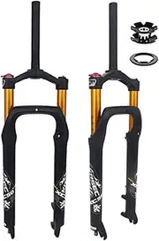 26x4.0 Inch Fat Bike Fork Mountain Bike Suspension Fork Travel 120mm MTB Air Fork Spacing Hub 135mm 28.6mm Straight Crown Lockout Damping Adjustable 9mm QR Snow Beach Front Fork