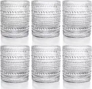 Set of 6 Hobnail Drinking Glasses,12 Oz Cornflower Vintage Drinking Glasses, Lov