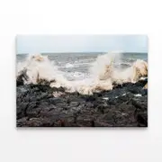 Waves Beach Side View Print 100% Australian Made 150 x 100cm (Stretched)