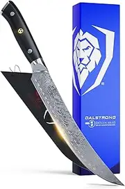 DALSTRONG Butcher & Breaking Cimitar Knife - 8" (20 cm)- Shogun Series - Japanese AUS-10V- Vacuum Treated - Guard Included