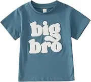 [SOFEON] Big Brother Shirt Toddler Baby Boy Big Bro Chenille Patch Letter T-Shirt Announcement Tees Summer Short Sleeve Top