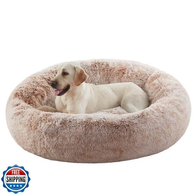 BedStill 45 inches Donut Dog Bed for Extra Large Dogs,Calming Fluffy Round Ju