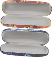 [CATIEBYE] Sunglasses Holder 2pcs Hard Shell Glasses Case Oil Painting Pattern Scratch- Storage Box for Travel School