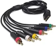 Komifa 6ft Component AV Cable for PS2/PS3/PS3 Slim, Black, 6 Outputs, Compatible with Sony PlayStation, Connects to TV for Gaming