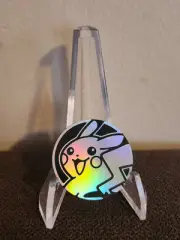 OFFICIAL POKEMON TCG PLASTIC HOLOFOIL SILVER PIKACHU COIN