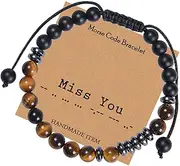 [yaozeio] Miss You Bracelets for Men Boy Husband Anniversary Valentines Gifts for Boyfriend Birthday Gift from Wife Girlfriend Bf Hubby Morse Code Bracelets for Him Engagement Wedding Gifts for Groom Fiance