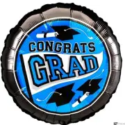 True To Your School Colors Congrats Grad 18" Jr Shape Foil Balloon, Blue Black