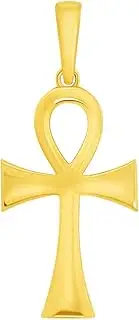 [Jewelry America] Polished 14k Yellow Gold Classic Egyptian Ankh Cross Pendant (1.3"), 14k gold