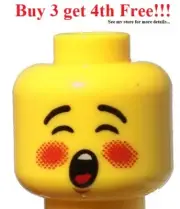 ☀️NEW Lego Minifigure Minifig Head Rosy Cheeks Open Mouth Eyebrows Caroler #12