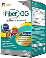 LABO Nutrition FiberGG, Lactobacillus Rhamnosus GG 10 Billion CFU Active Probiotics and 7g Sunfiber Prebiotic Fiber Supplement, Support Healthy Intestinal, Immune Health, Gluten Free, 30 Sachets