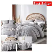 Elegant Boho Full Size 7-Piece Microfiber Bedding Set - Light Grey Luxury