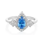 KISS Sterling Silver Pear Cut Blue Ring