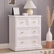 [KCTOT] Chest of Drawers, Solid Wood Storage Cabinet, Bedroom Bedside Table, American Style Living Room Sideboard (Beige, White, Walnut)(White,58cm/22.8in)