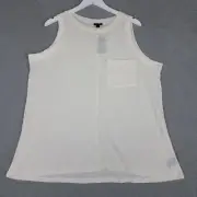NEW Torrid 2/ 2X Tank Top Linen Blend Lightweight Beach Pocket Tee Ivory Casual