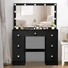 Large LED Dressing Mirror Makeup Table with 7 Drawer Bedroom Dressing Table Set
