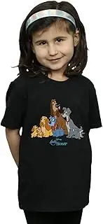 [Absolute Cult] Disney Girls Lady And The Tramp Classic Group T-Shirt Black 3-4 Years
