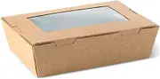 Packware Cardboard Catering Boxes - With Kraft Paper Lunch Box Clear Windows & Disposable Lids - for Home Kitchen Restaurant Takeaway Picnic Party Events & Much More Food Boxes - Pack of 50