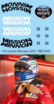 1/5 Water Decals for Helmet Casco Charles Leclerc Monaco 2021 Decal TBD1042