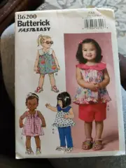 Butterick Pattern B6200 Girls Sleeveless Dress~Top & Pull-On Pants/Shorts 1/2- 4