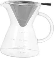 SHOWERORO 400ml Hand Coffee Dripper Pot Filter Maker Stainless Steel Carafe Leakproof and Easy to Cle
