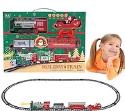 Train Track Set for Kids,Christmas Train Model with Light and Sound - Cargo Car Railway Tracks, Electric Locomotive for Kids