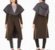 NEW BCBG MAX AZRIA $448 ARMY GREEN COMBO WOOL BLEND CHANDLER WRAP COAT SZ S