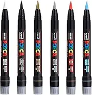 Uni Posca PCF-350 Brush Tipped Paint Marker Art Pen - Fabric Glass Metal Pen - The 6 Most Popular Colours