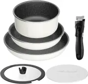 6Pcs Pots and Pans Set, Nonstick Cookware Set Detachable Handle, Induction Kitch