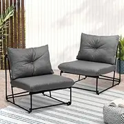 Livsip Outdoor Chair 2pcs Outdoor Furniture Patio Chairs with Cushion Grey