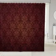 Vintage Red Gold Ombre Floral Bathroom Curtain Boho 72"Wx84" L, Multi 29
