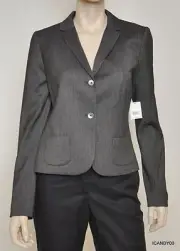 Nwt $248 Tahari MIRABELLA Two Button Jacket Blazer Coat Top ~Black/Grey *6/42